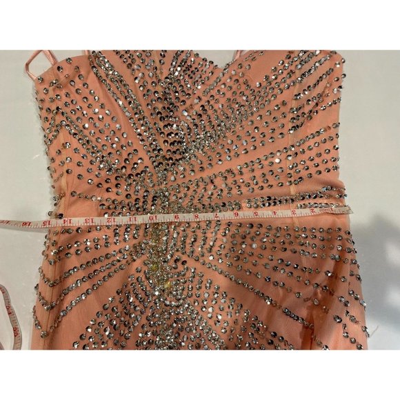 Cache Women Gorgeous Strapless Beaded Long Maxi Dress Front Slit Pink Size 8 - Picture 6 of 11